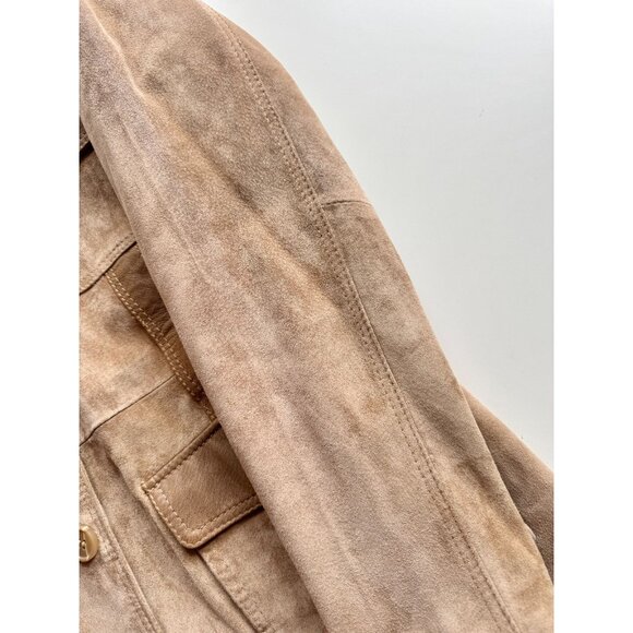 Vintage 00's ROLF SCHULTE Tan Suede Leather Safari Jacket, Size 44/XL - Picture 9 of 16